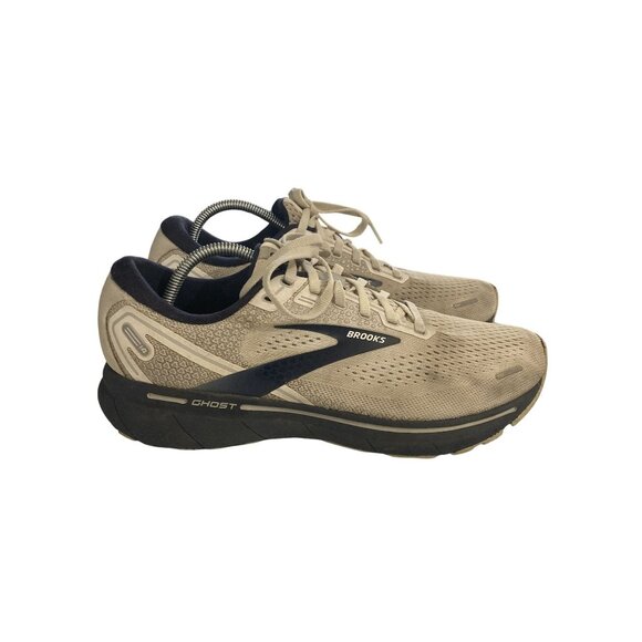 Brooks Ghost 14 Men size 8.5 Beige Navy Lightweight Mesh Sneakers Running Shoes - Picture 5 of 8